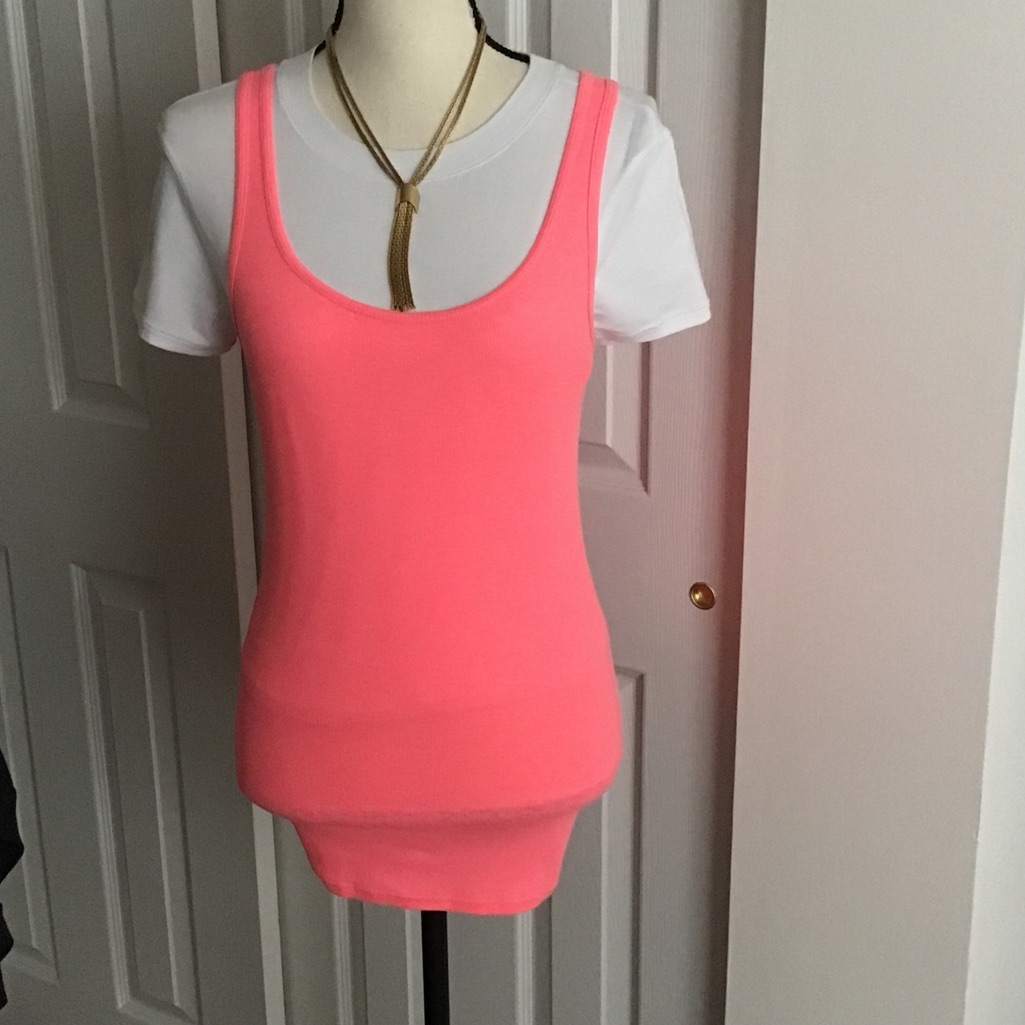 Rare Mossimo Y2k Long Slim Tank Top Neon Pink Euc